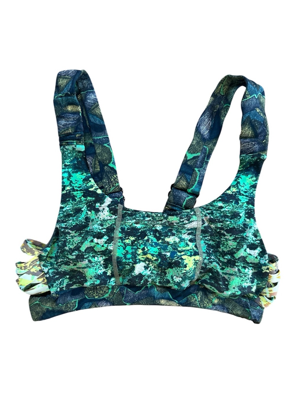 Urban Outfitters Without Walls Teal Green Camo Ruched Sports Bra XS activewear